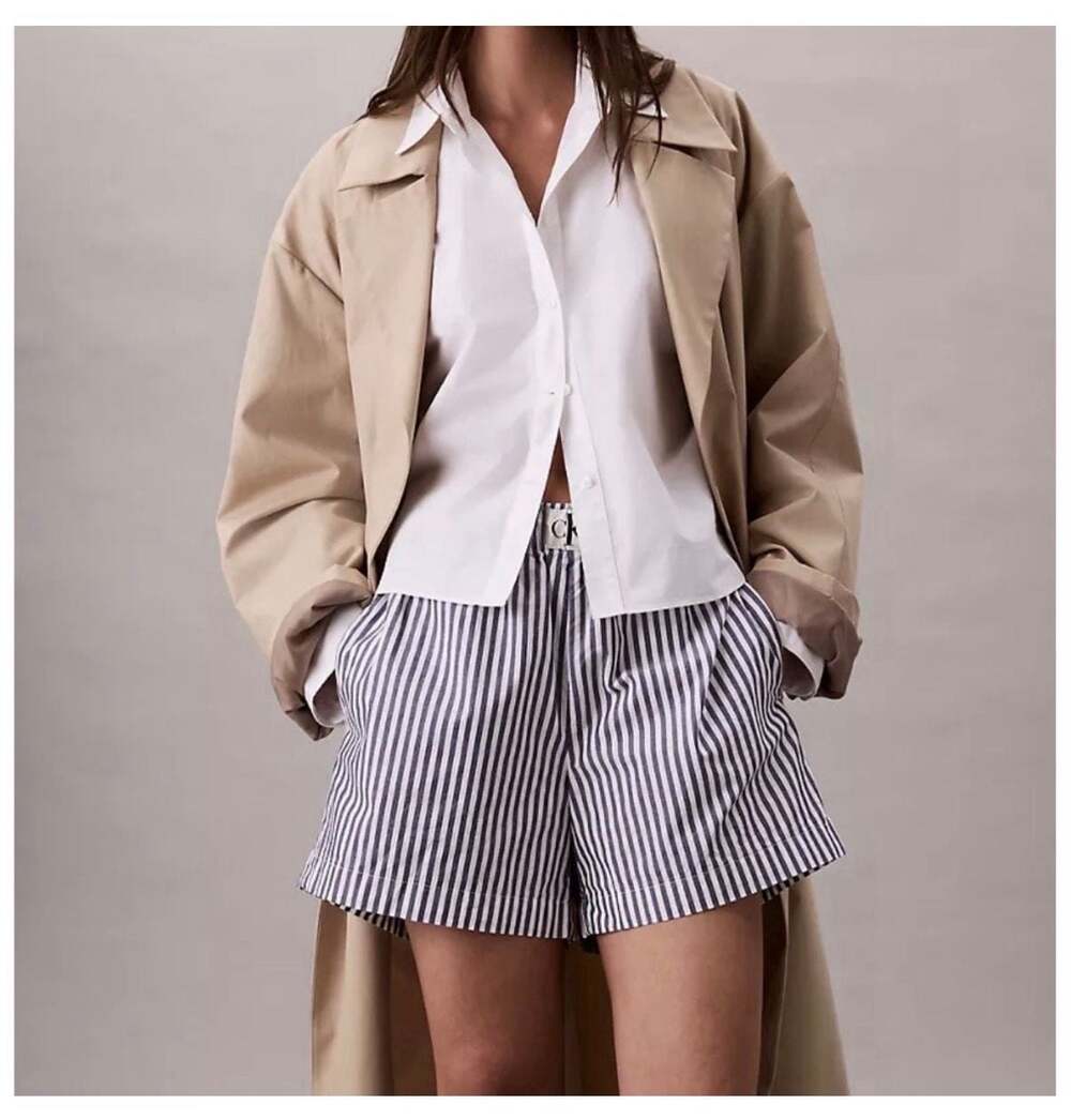 NWT Calvin Klein Cotton Poplin Stripe Boxer Shorts Women’s L